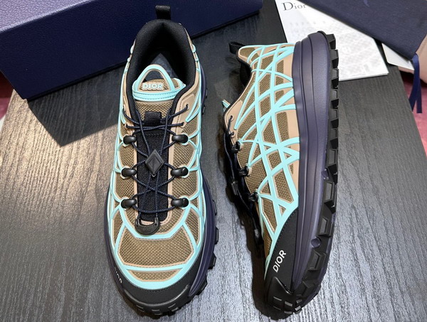 Dior B31 Runner Sneaker Khaki Technical Mesh and Turquoise Rubber with Warped Cannage Motif Replica