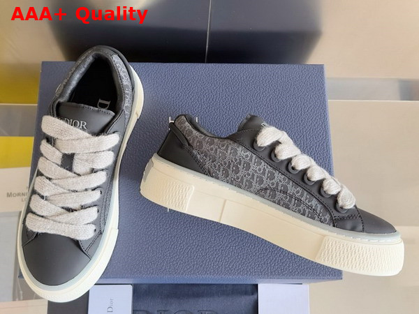 Dior B33 Sneaker in Black Smooth Calfskin and Black Dior Oblique Jacquard Replica
