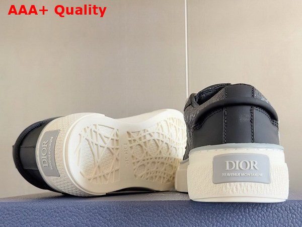 Dior B33 Sneaker in Black Smooth Calfskin and Black Dior Oblique Jacquard Replica