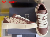 Dior B33 Sneaker in Burgundy Smooth Calfskin with Cream Dior Oblique Raised Embroidery Replica