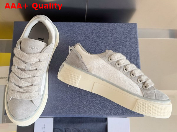 Dior B33 Sneaker in Gray Suede and White Dior Oblique Jacquard Replica