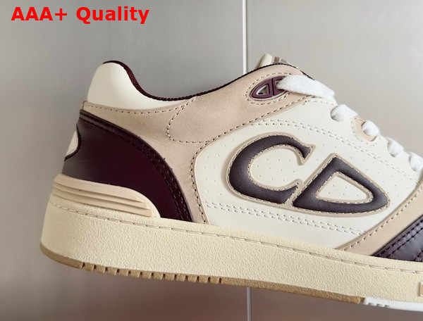 Dior B57 Low Top Sneaker Burgundy and Cream Smooth Calfskin with Beige Suede Replica