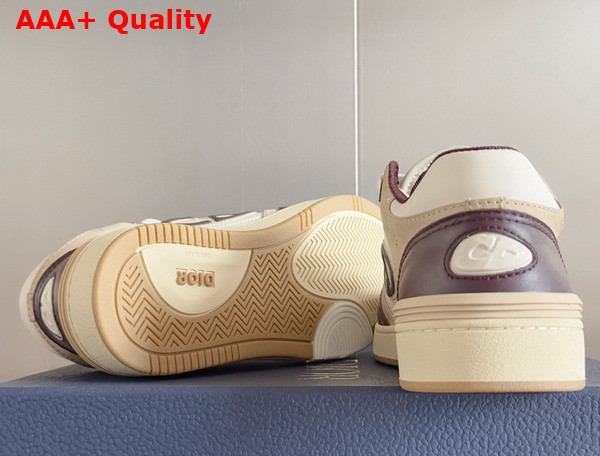 Dior B57 Low Top Sneaker Burgundy and Cream Smooth Calfskin with Beige Suede Replica