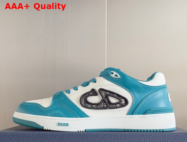 Dior B57 Low Top Sneaker Light Blue and White Smooth Calfskin with Beige and Black Dior Oblique Jacquard Replica