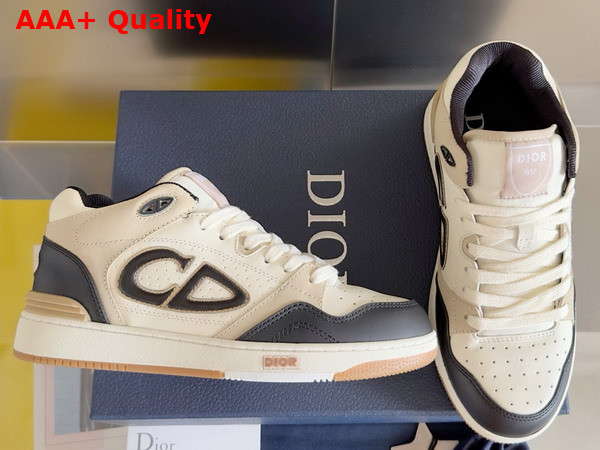 Dior B57 Mid Top Sneaker Black and Cream Smooth Calfskin and Beige Suede Replica