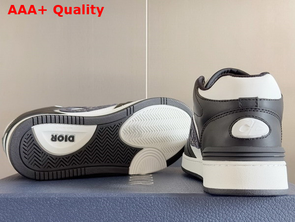 Dior B57 Mid Top Sneaker Black and White Smooth Calfskin with Beige and Black Dior Oblique Jacquard Replica