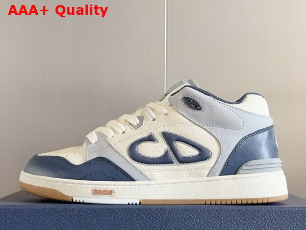 Dior B57 Mid Top Sneaker Navy Blue and Cream Smooth Calfskin with Gray Suede Replica