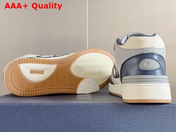 Dior B57 Mid Top Sneaker Navy Blue and Cream Smooth Calfskin with Gray Suede Replica
