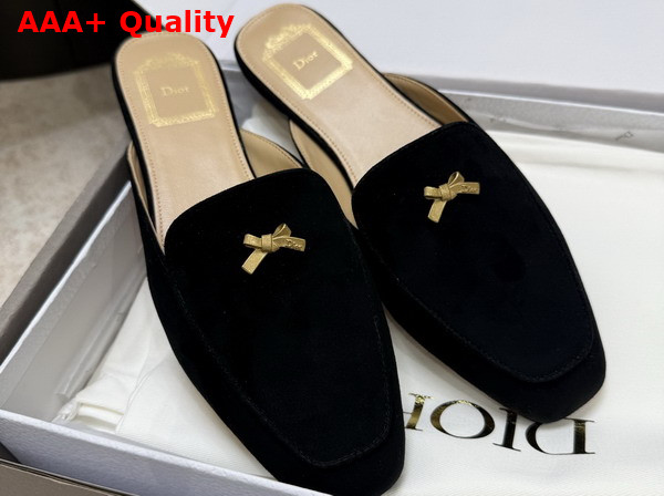 Dior Baby Bow Mule in Black Suede Goatskin Replica