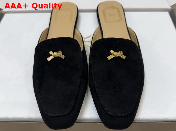 Dior Baby Bow Mule in Black Suede Goatskin Replica