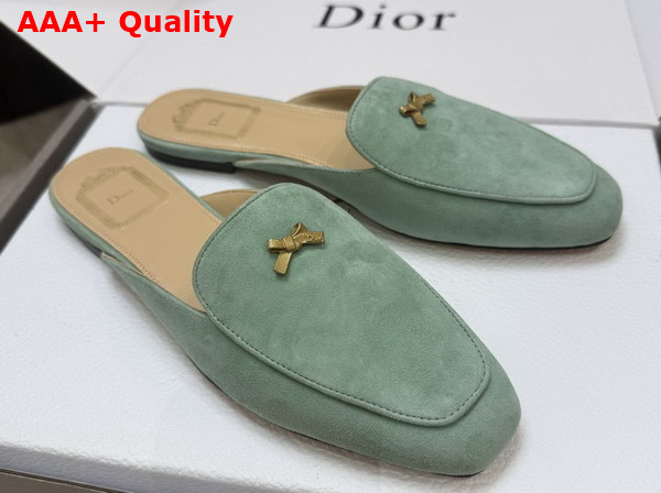 Dior Baby Bow Mule in Green Suede Goatskin Replica