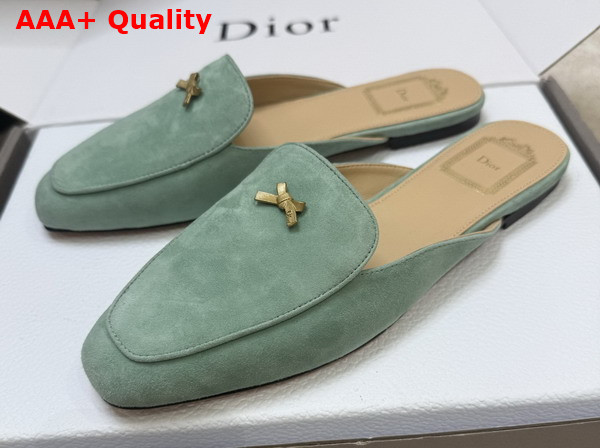 Dior Baby Bow Mule in Green Suede Goatskin Replica