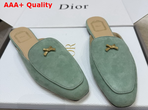 Dior Baby Bow Mule in Green Suede Goatskin Replica