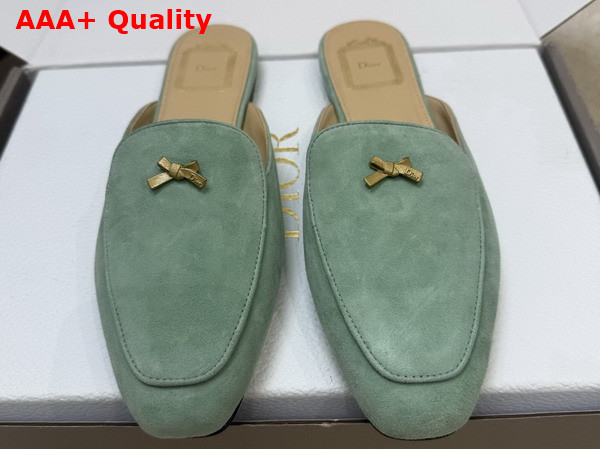 Dior Baby Bow Mule in Green Suede Goatskin Replica