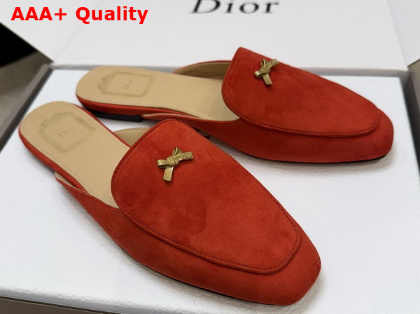 Dior Baby Bow Mule in Red Suede Goatskin Replica