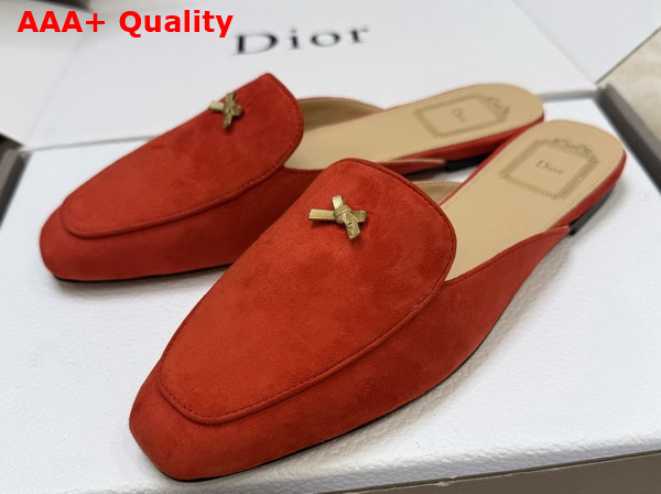 Dior Baby Bow Mule in Red Suede Goatskin Replica