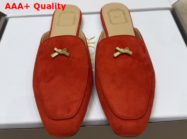 Dior Baby Bow Mule in Red Suede Goatskin Replica