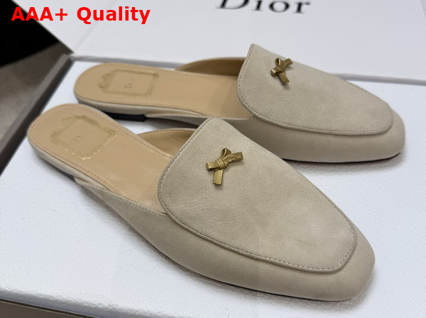 Dior Baby Bow Mule in Rope Beige Suede Goatskin Replica
