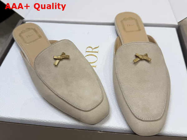 Dior Baby Bow Mule in Rope Beige Suede Goatskin Replica