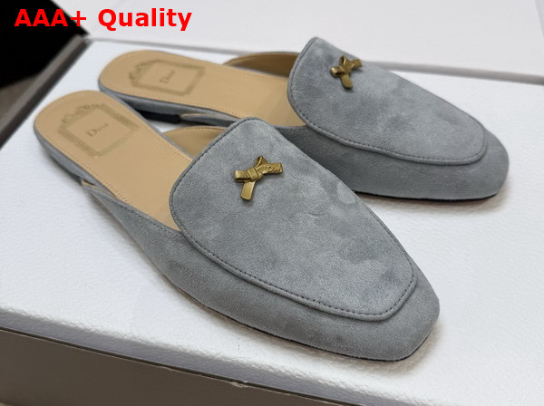 Dior Baby Bow Mule in Sky Blue Suede Goatskin Replica