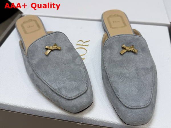 Dior Baby Bow Mule in Sky Blue Suede Goatskin Replica