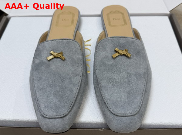 Dior Baby Bow Mule in Sky Blue Suede Goatskin Replica