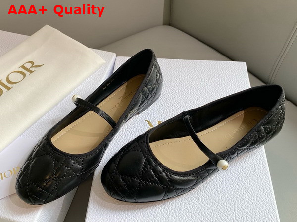 Dior Ballet Flat Black Quilted Cannage Calfskin Replica