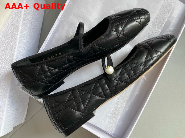 Dior Ballet Flat Black Quilted Cannage Calfskin Replica