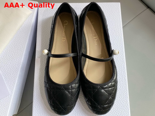 Dior Ballet Flat Black Quilted Cannage Calfskin Replica