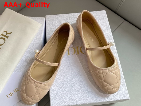 Dior Ballet Flat Nude Quilted Cannage Calfskin Replica