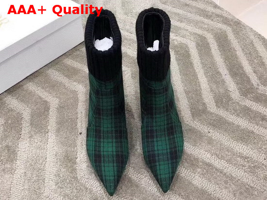 Dior Beat Low Boot in Black and Green Tartan Fabric Replica