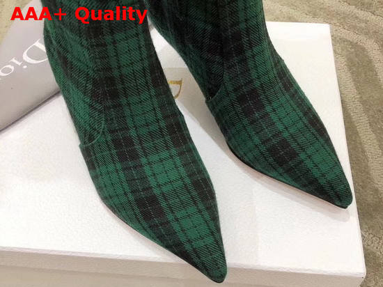 Dior Beat Low Boot in Black and Green Tartan Fabric Replica