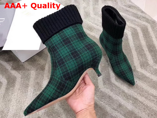 Dior Beat Low Boot in Black and Green Tartan Fabric Replica