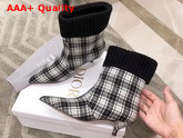 Dior Beat Low Boot in Black and Off White Tartan Fabric Replica