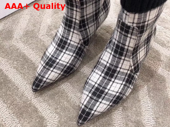 Dior Beat Low Boot in Black and Off White Tartan Fabric Replica