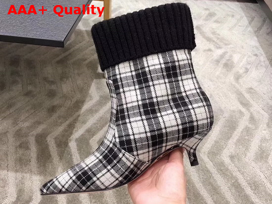 Dior Beat Low Boot in Black and Off White Tartan Fabric Replica