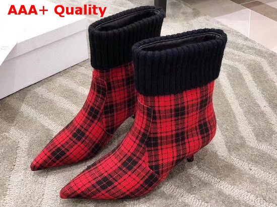 Dior Beat Low Boot in Black and Red Tartan Fabric Replica