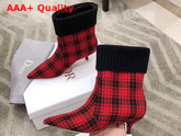 Dior Beat Low Boot in Black and Red Tartan Fabric Replica
