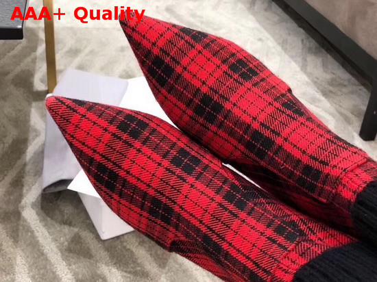 Dior Beat Low Boot in Black and Red Tartan Fabric Replica