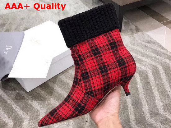 Dior Beat Low Boot in Black and Red Tartan Fabric Replica