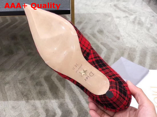 Dior Beat Low Boot in Black and Red Tartan Fabric Replica