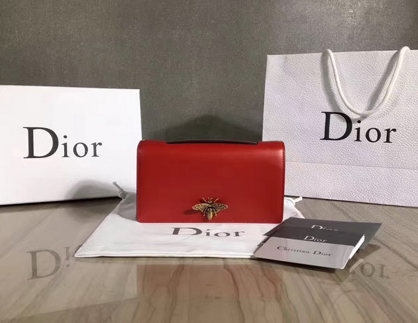Dior Bee Pouch in Red Calfskin For Sale