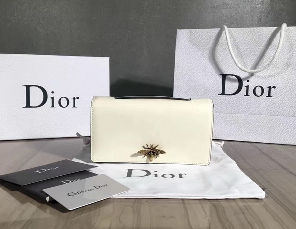 Dior Bee Pouch in White Calfskin For Sale