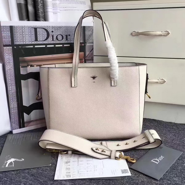 Dior Bee Shopper in Off White Grained Calfskin For Sale