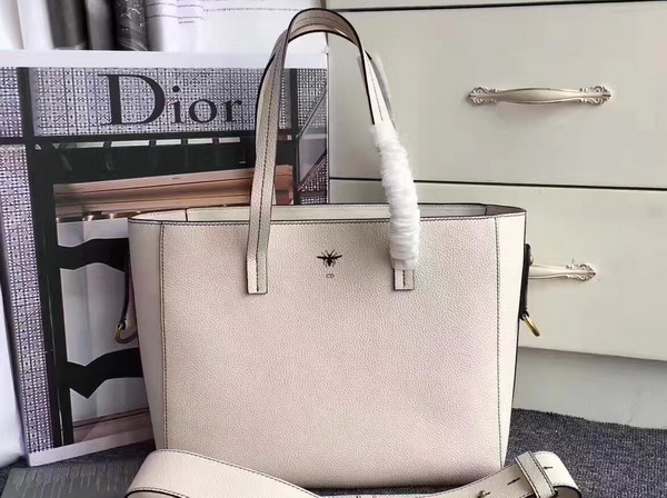 Dior Bee Shopper in Off White Grained Calfskin For Sale