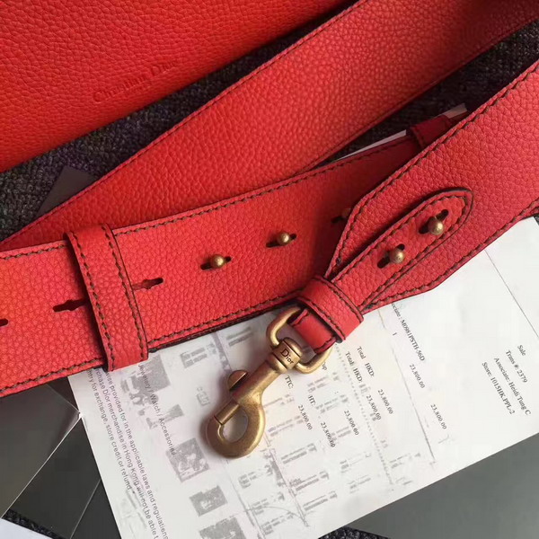 Dior Bee Shopper in Red Grained Calfskin For Sale