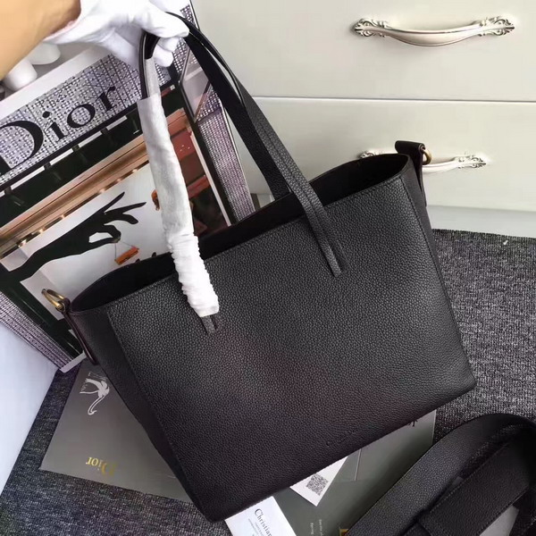 Dior Bee Shopping Bag in Black Grained Calfskin For Sale