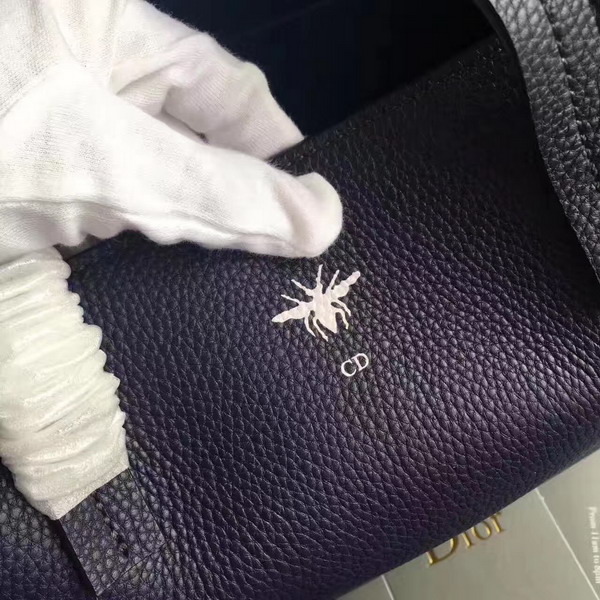 Dior Bee Shopping Bag in Navy Blue Grained Calfskin For Sale