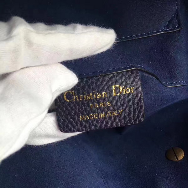 Dior Bee Shopping Bag in Navy Blue Grained Calfskin For Sale