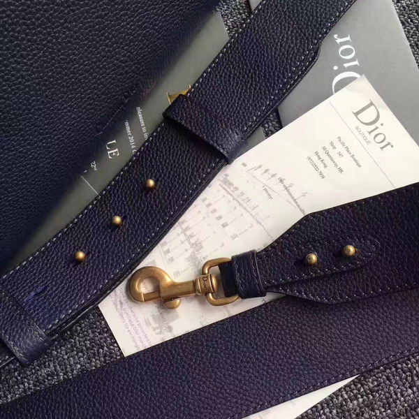 Dior Bee Shopping Bag in Navy Blue Grained Calfskin For Sale